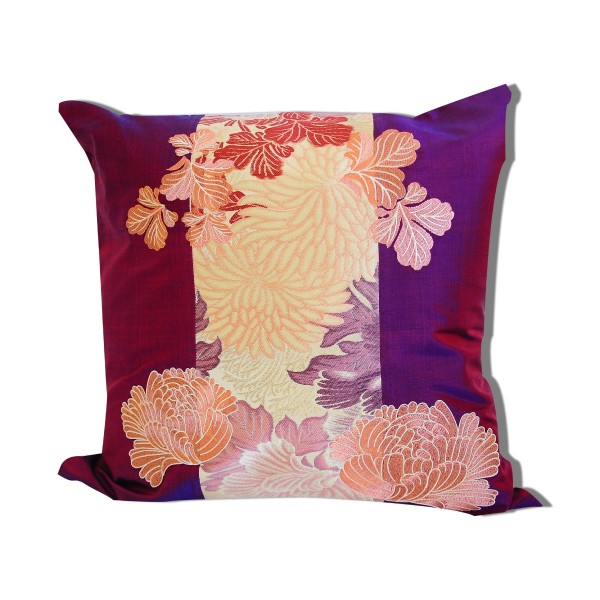 Antique Kimono Cushion Cover - Purple 01