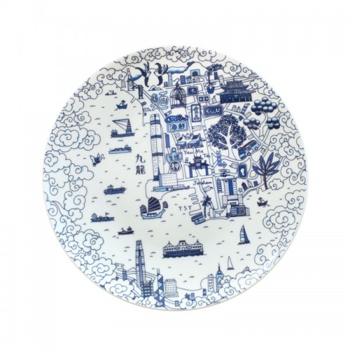 Hong Kong Willow Pattern 10.5-inch Dinner Plates - Set of 4 - Blue